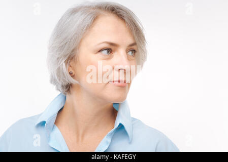 Portrait of a pretty grey-haired woman Stock Photo