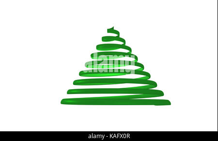 Christmas tree from green spiral. 3d rendering. Stock Photo