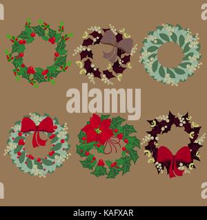 Set of Christmas Wreaths Stock Vector