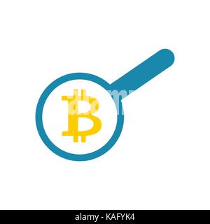 Search bitcoin. Loop and Cryptocurrency. Virtual money. Vector illustration Stock Vector