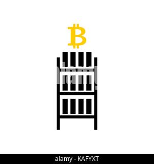 Mining bitcoin farm icon. Extraction of Cryptocurrency sign. Racks of GPU symbol. Vector illustration Stock Vector
