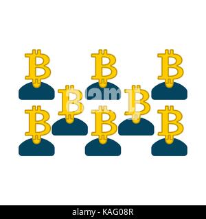 Bitcoin pool. Extraction of Cryptocurrency. Mining is virtual money. Vector illustration Stock Vector