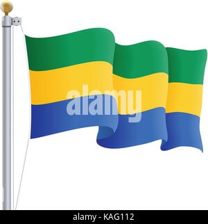 3d waving flag Gabon Isolated on white background Stock Vector Image ...