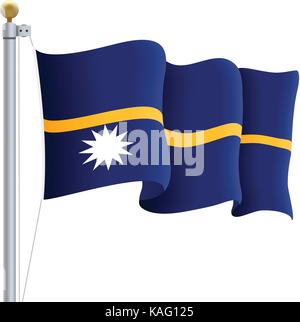 Waving Nauru Flag Isolated On A White Background. Vector Illustration. Stock Vector