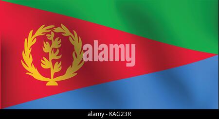 Flag of Eritrea with a little Waving, Shading & Flag Colors separated layers - Vector Illustration Stock Vector