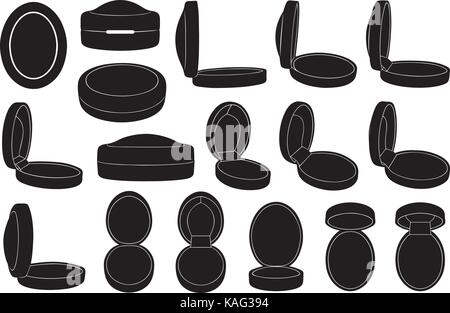 Set of different ring boxes isolated on white Stock Vector
