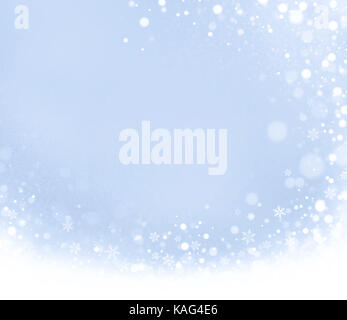 Icy snow wave and snowflakes on a frozen winter background Stock Photo