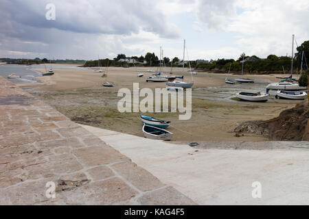French Harbour at Low Tide Stock Photo