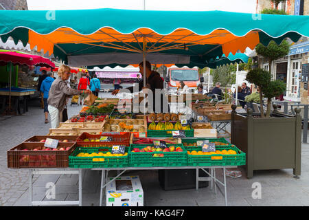 French Market stall, selling Fruit and vegetables Stock Photo