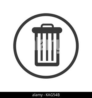 Trash bin icon, iconic symbol inside a circle, on white background.  Vector Iconic Design. Stock Vector