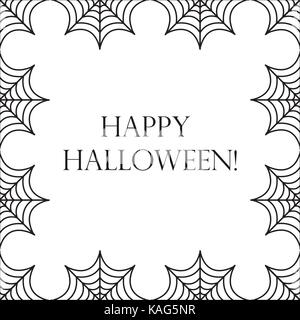 Halloween square frame for text with spider web. Template for your design postcard, invitation, poster. Vector illustration. Stock Vector
