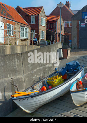 Crab fishermen landing boat at Sheringham  Norfolk Stock Photo