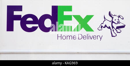 Detail from FedEx truck in New York, USA. Stock Photo