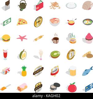Burger icons set, isometric style Stock Vector
