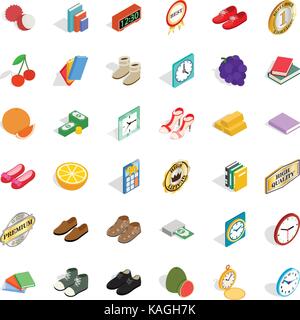 Fineness icons set, isometric style Stock Vector