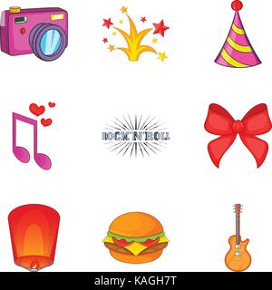 Public catering icons set, cartoon style Stock Vector