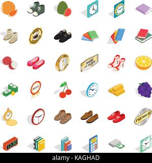 Subtlety icons set, isometric style Stock Vector