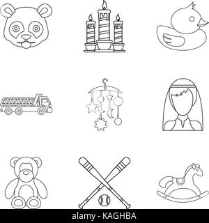 Protection icons set, outline style Stock Vector