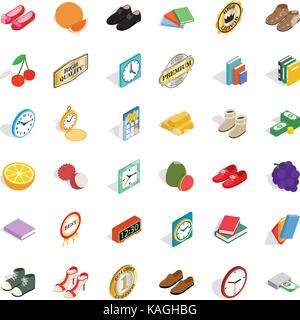 Thinness icons set, isometric style Stock Vector