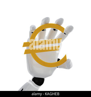 The robotic hand hold the 'euro' sign Stock Photo
