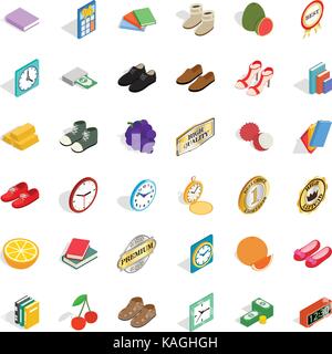 Delicacy icons set, isometric style Stock Vector