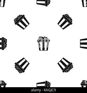 Box of popcorn pattern seamless black Stock Vector