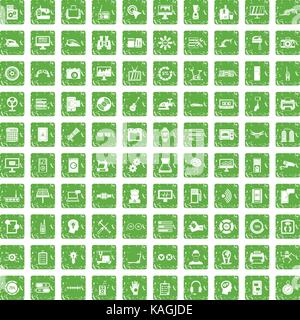 100 set grunge green Stock Vector