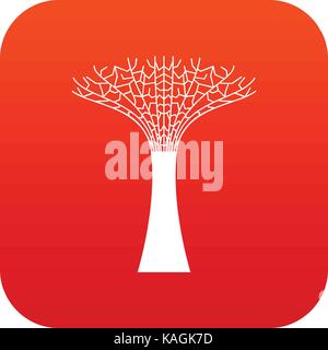 Singapore Supertree at the Gardens By The Bay icon digital red Stock Vector