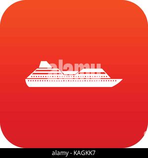 Cruise liner icon digital red Stock Vector