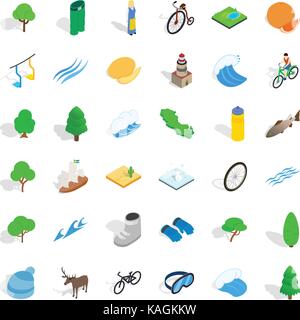 Watermelon icons set, isometric style Stock Vector