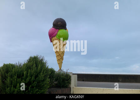 Giant plastic ice cream cone, Normandy, France Stock Photo