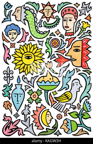 Many things. A page of various designs based on tattoos. Stock Photo