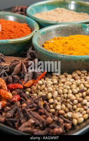 Indian Spices on Plate Stock Photo