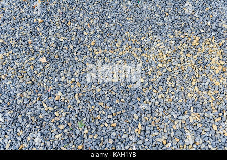 grey blue yellow gravel texture, loose gravel layer Stock Photo