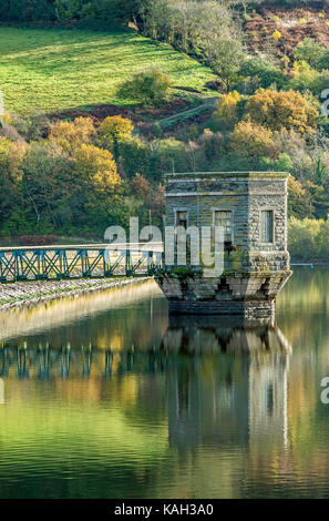 The Control Tower at Talybont Reservoir in the Brecon Beacons National Park Wales Stock Photo