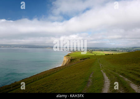 Sandown Bay from Bembridge Down, Isle of Wight, UK Stock Photo