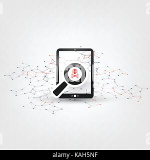 Network Vulnerability - Virus, Malware, Ransomware, Fraud, Spam, Phishing, Email Scam, Hacker Attack - IT Security Concept Design, Vector illustration Stock Vector