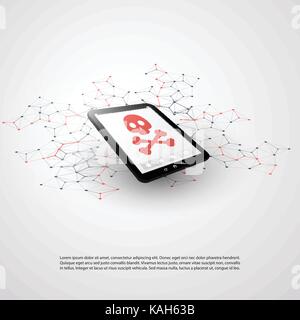 Network Vulnerability - Virus, Malware, Ransomware, Fraud, Spam, Phishing, Email Scam, Hacker Attack - IT Security Concept Design, Vector illustration Stock Vector