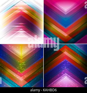 Vector set of abstract avant garde background with multicolored triangle shapes.