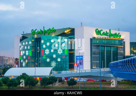 El Corte Ingles shopping center and A1 highway night view