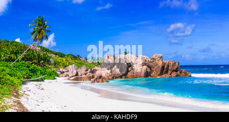 Beautiful Anse Cococs,La digue,Seychelles. Stock Photo