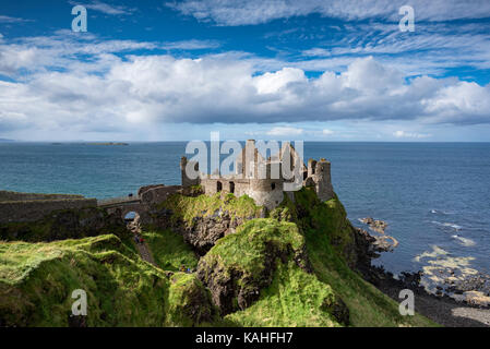 Dunluce Castle on the Atlantic Coast, Portrush, County Antrim, Northern Ireland Stock Photo