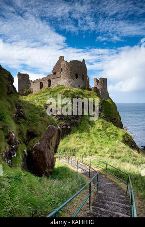 Dunluce Castle on the Atlantic Coast, Portrush, County Antrim, Northern Ireland Stock Photo