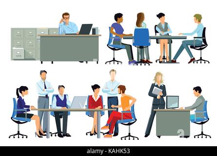 Employees working together in the office Stock Vector