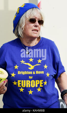Brighton, UK. 26th Sep, 2017. Anti Brexit campaigners outside the Labour Party Conference in Brighton today Credit: Simon Dack/Alamy Live News Stock Photo