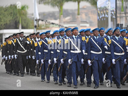 Luanda, Angola. 26th Sep, 2017. Angola's military band perform during the presidential inauguration ceremony of President-elect Joao Lourenco in Luanda, Angola, on Sept. 26, 2017. Joao Lourenco was sworn in as Angola's new president on Tuesday in the country's capital Luanda. Credit: Chen Cheng/Xinhua/Alamy Live News Stock Photo