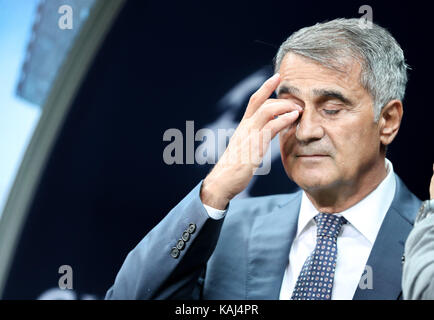 ISTANBUL, TURKEY - SEPTEMBER 1: Coach Senol Gunes of Turkey during the FIFA  World Cup 2022 Qualifier