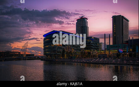 Media City and Salford Quays in Greater Manchester, England, UK