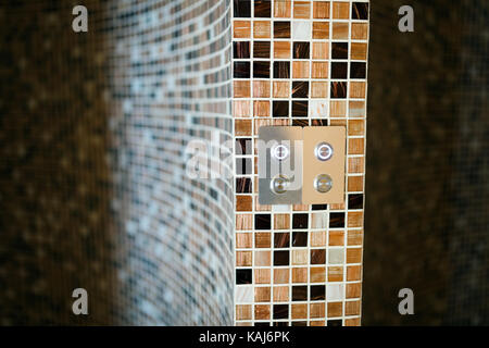 Modern steam bath with mosaic tiles Stock Photo