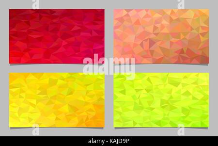 Geometric abstract tiled triangle mosaic card background set - polygonal vector design collection from color triangles Stock Vector